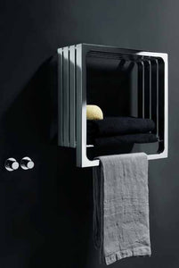 TUBES - MONTECARLO SQUARE ELECTRIC TOWEL WARMER- GLOSSY GREY BROWN POLISHED - ITALY MADE
