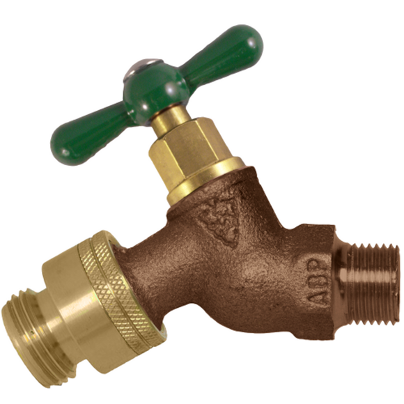 NO-KINK HOSE BIB 3/4” MALE IRON PIPE THREAD INLET WITH BACK-FLOW PREVENTING VACUUM BREAKER