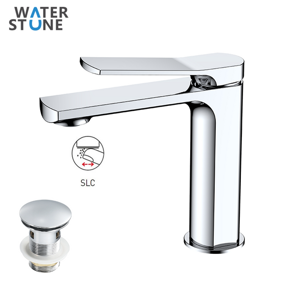 WATERSTONE-WATERSTONE- BASIN MIXER BRASS BODY WITH ZIN HANDLE TOTAL HEIGHT 160MM CHROME FINISH