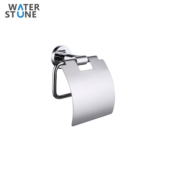 WATERSTONE- TOILET PAPER HOLDER WITH COVER BRASS POLISHED BRIGHT FINISH