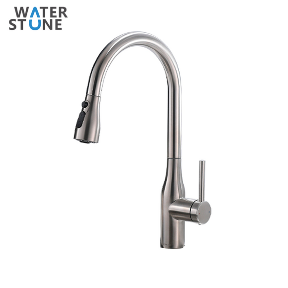 WATERSTONE- KITCHEN MIXER BELL TYPE PULLOUT SPRAY NICKEL BRUSHED FINISH