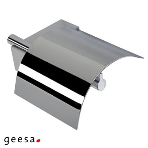 GEESA- NEXX- TOILET ROLL HOLDER WITH COVER  BRASS  CHROME FINISH