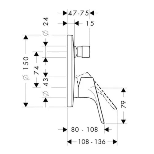 HANSGROHE- FOCUS E2 - BATH/SHOWER MIXER SINGLE LEVER 1/2 FOR WALL MOUN ...