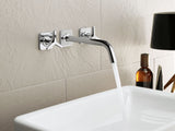 AXOR CITTERIO M- 3-HOLE BASIN MIXER FOR CONCEALED INSTALLATION WALL-MOUNTED WITH SPOUT 166 MM, STAR HANDLES AND ESCUTCHEONS