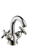 AXOR CARLTON - 2-HANDLE BASIN MIXER 130 WITH POP-UP WASTE SET, SWIVEL SPOUT AND COPPER PIPES