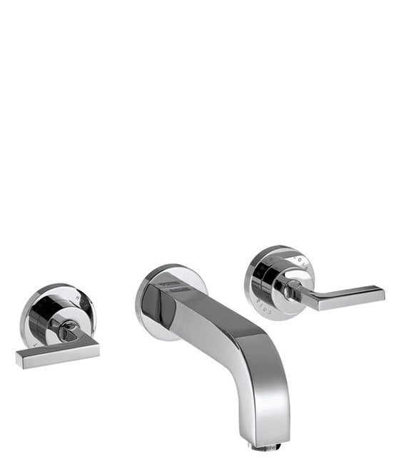 AXOR CITERIO 3-HOLE BASIN MIXER FOR CONCEALED INSTALLATION WALL-MOUNTED WITH SPOUT 162 MM, LEVER HANDLES AND ESCUTCHEONS