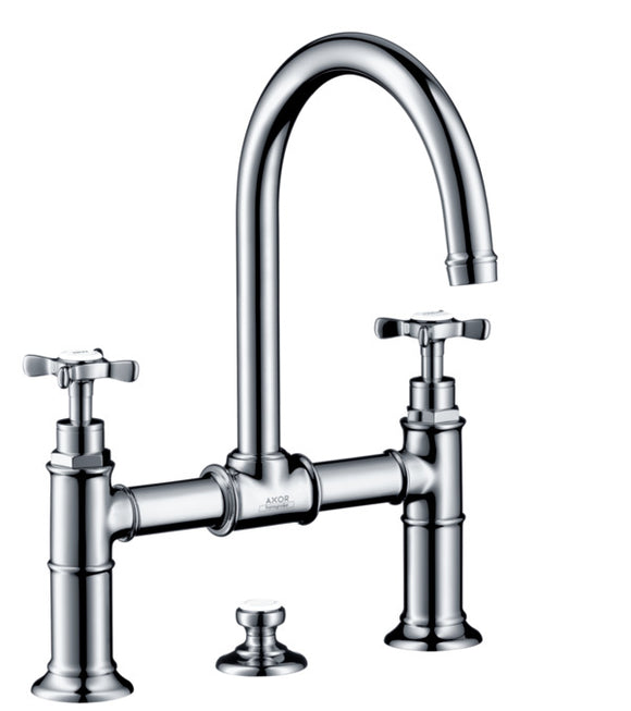 AXOR MONTREUX- 2-HANDLE BASIN MIXER 220 WITH CROSS HANDLES AND POP-UP WASTE SET