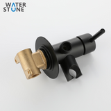 WATERSTONE-SHUTTOFF WITH MIXER BRASS MATTE BLACK FINISH WITH CHROMULUX HOSE 125CM & WALL SUPPORT