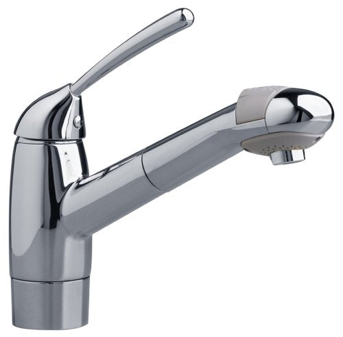 CULINAIRE SINGLE-CONTROL KITCHEN FAUCET WITH PULL OUT SPRAY AND ESCUTCHEON PLATE, POLISHED CHROME