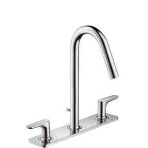 AXOR CITTERIO M  3-HOLE BASIN MIXER 160 WITH POP-UP WASTE SET, LEVER HANDLES AND PLATE