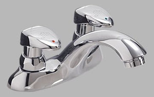 COMMERCIAL TWO HANDLE METERING SLOW-CLOSE BATHROOM FAUCET