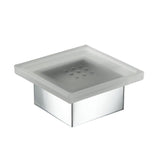 GEESA-MODERN ART- SOAP HOLDER CHROME WITH FROSTED WHITE GLASS