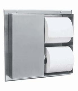 PARTITION-MOUNTED MULTI-ROLL TOILET TISSUE DISPENSER (SERVES 2 COMPARTMENTS)