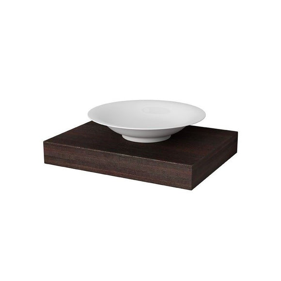 GEESA HAIKU COLLECTION SOAP HOLDER WITH SOAP DISH (WHITE / WOOD)