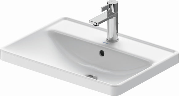 DURAVIT D-NEO COUNTER TOP BASIN 600 MM WHITE, WITH OVERFLOW, WITH TAP PLATFORM