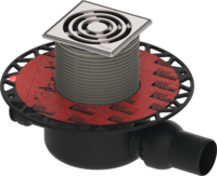 DRAINPOINT S 122 DRAIN SET STANDARD WITH SEAL SYSTEM UNIVERSAL FLANGE AND STAINLESS STEEL GRATE FRAME