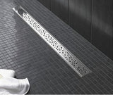 DRAINLINE DESIGN GRATE DROPS POLISHED OR BRUSHED STAINLESS STEEL FOR SHOWER CHANNEL, STRAIGHT L 90CM
